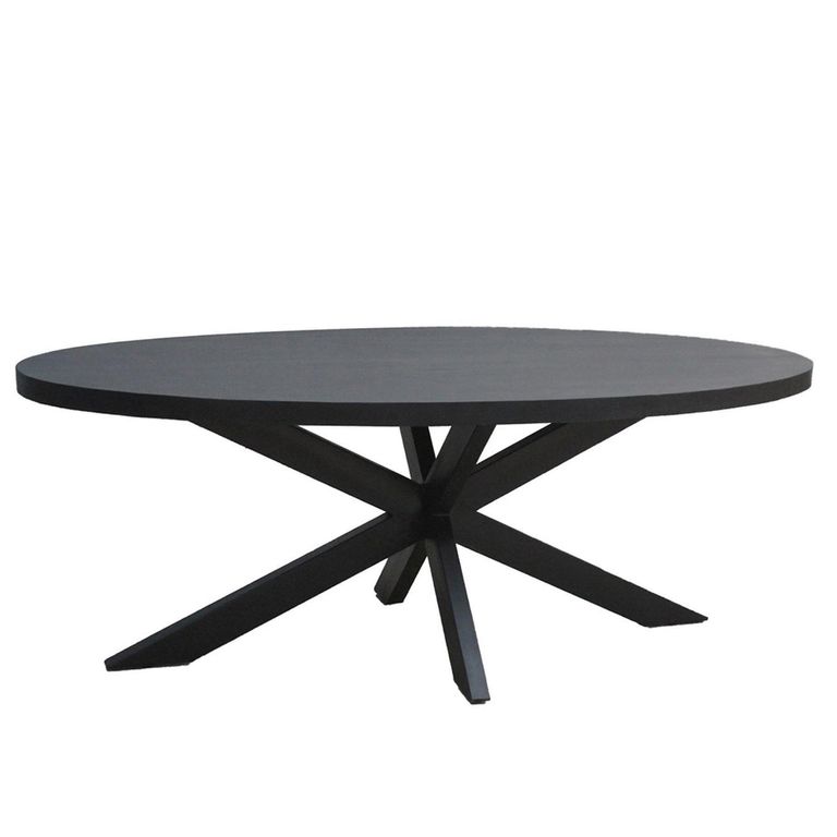 Kala Dining Table - 240cm - 8 Seater - Oval - Spider Legs - Black - Mango Wood