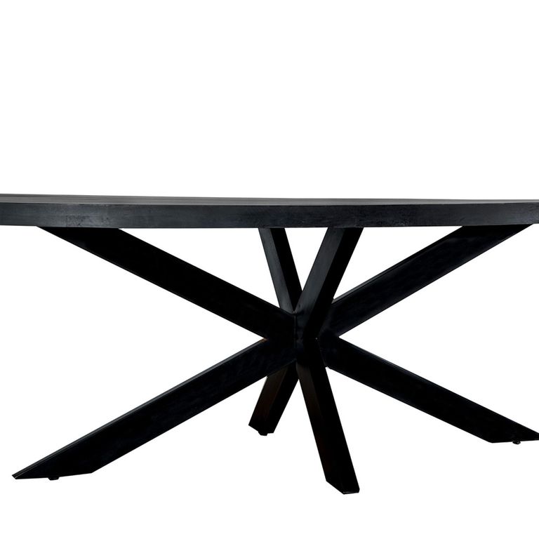 Kala Dining Table - 240cm - 8 Seater - Oval - Spider Legs - Black - Mango Wood