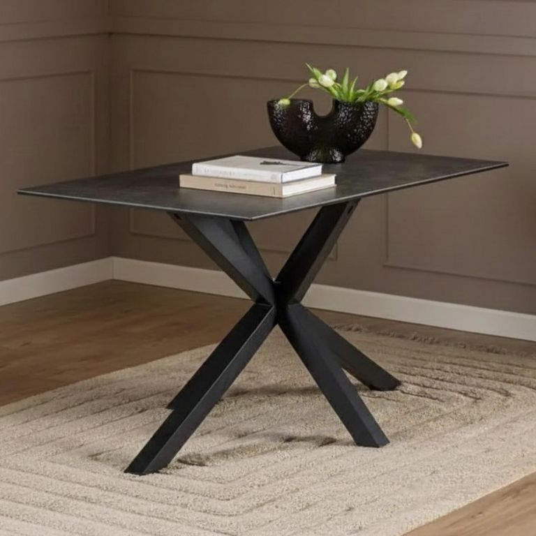 Heaven Dining Table - 4 Seater - 135cm - Black Ceramic - with Star Legs