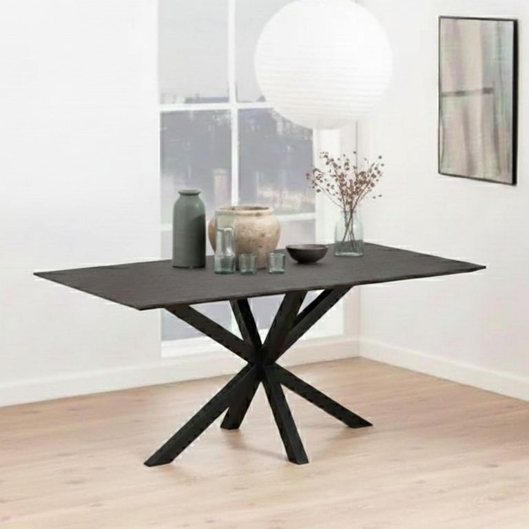 Heaven Dining Table - 6 Seater - 160cm - Black Ceramic - with Star Legs