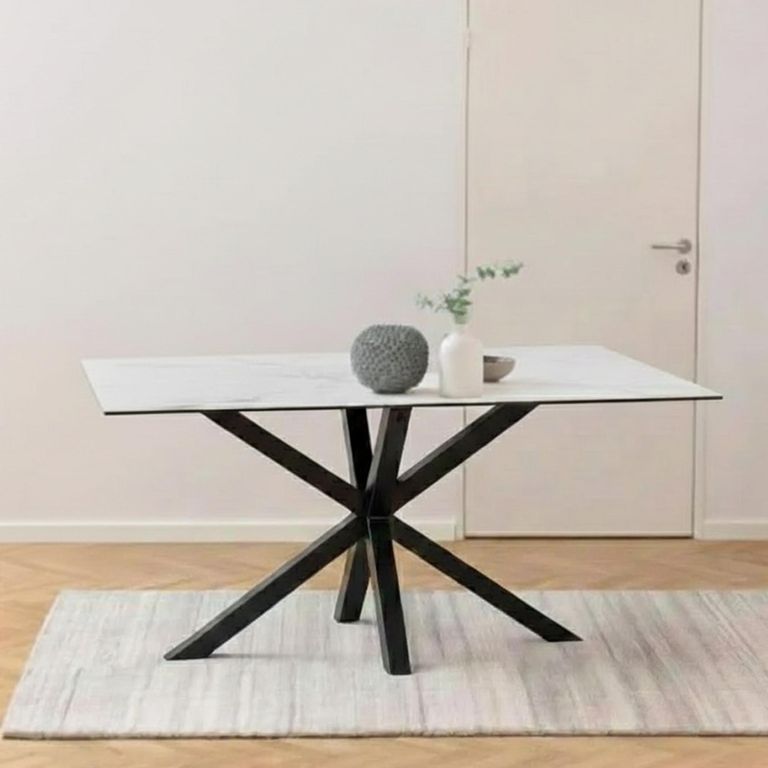Heaven Dining Table - 6 Seater - 160cm - White Ceramic - with Star Legs