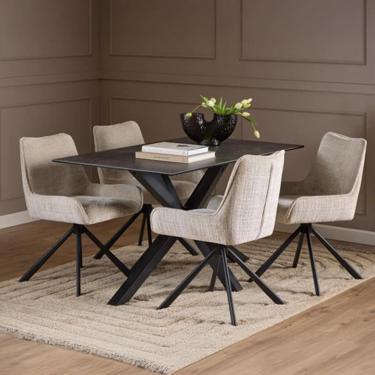 Heaven Dining Table - 4 Seater - 135cm - Black Ceramic - with Star Legs