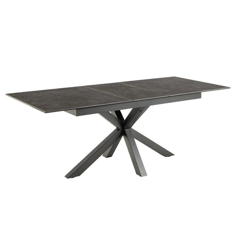 Heaven Extending Dining Table - 6-8 Seater - 168cm-210cm - Black Ceramic - with Star Legs