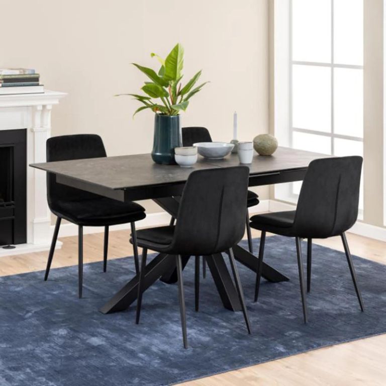Heaven Extending Dining Table - 6-8 Seater - 168cm-210cm - Black Ceramic - with Star Legs