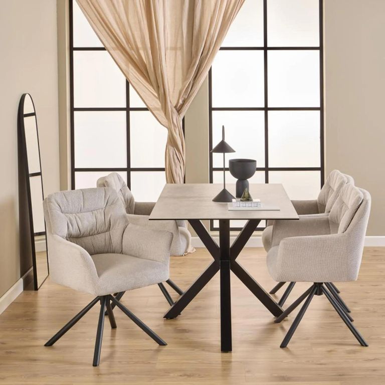 Heaven Dining Table - 4 Seater - 135cm - Grey Ceramic - with Star Legs