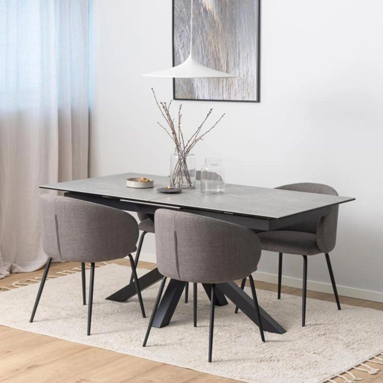 Heaven Extending Dining Table - 6-8 Seater - 168cm-210cm - Grey Ceramic - with Star Legs