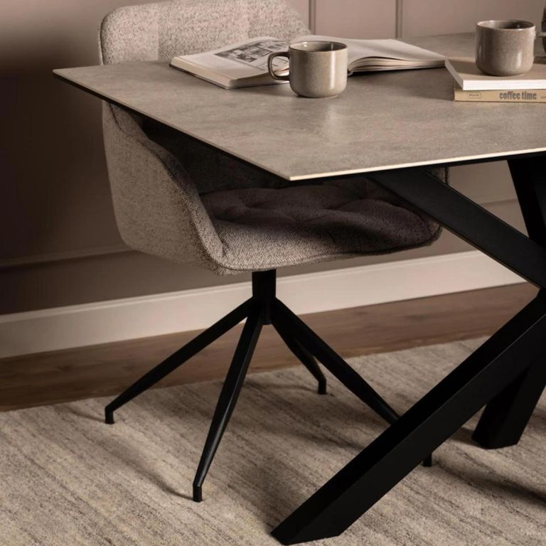 Heaven Dining Table - 6 Seater - 160cm - Grey Ceramic - with Star Legs