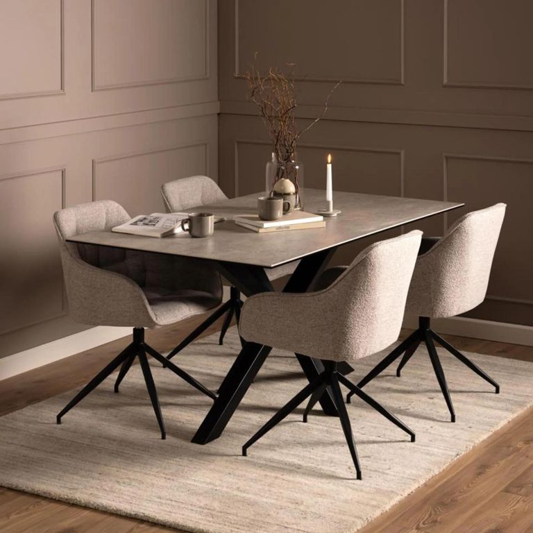 Heaven Dining Table - 6 Seater - 160cm - Grey Ceramic - with Star Legs