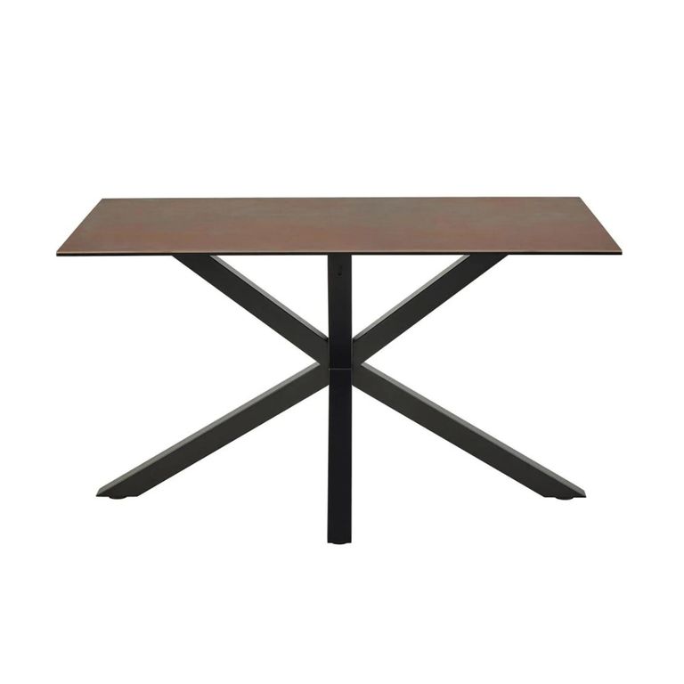 Heaven Dining Table - 4 Seater - 135cm - Rusty Brown Ceramic - with Star Legs