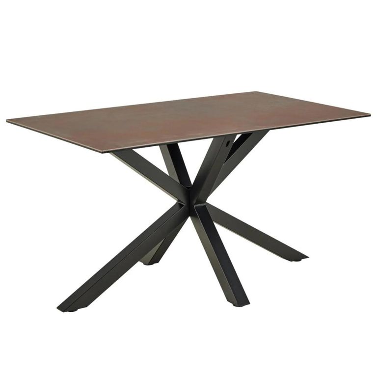 Heaven Dining Table - 4 Seater - 135cm - Rusty Brown Ceramic - with Star Legs