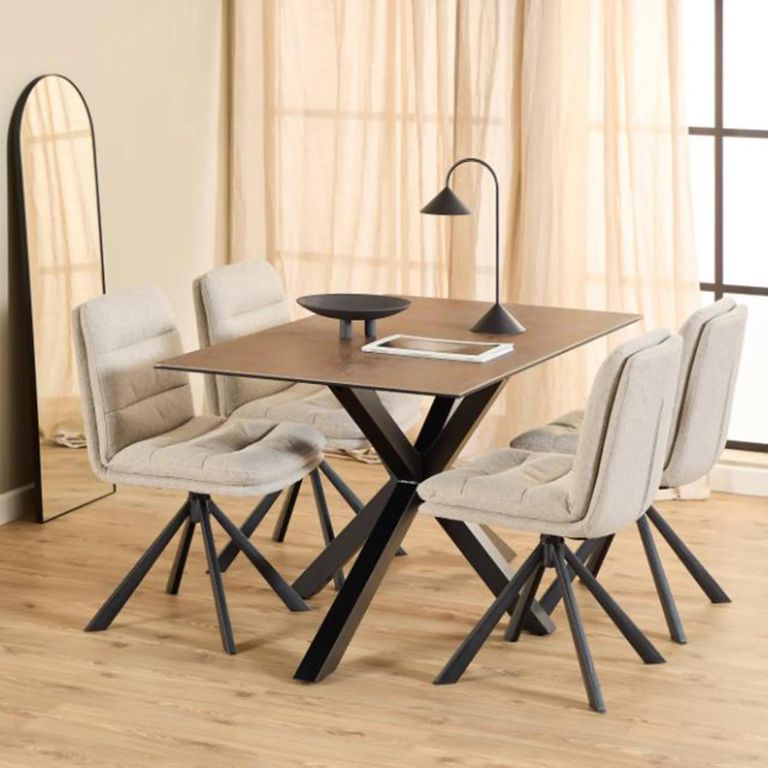 Heaven Dining Table - 4 Seater - 135cm - Rusty Brown Ceramic - with Star Legs
