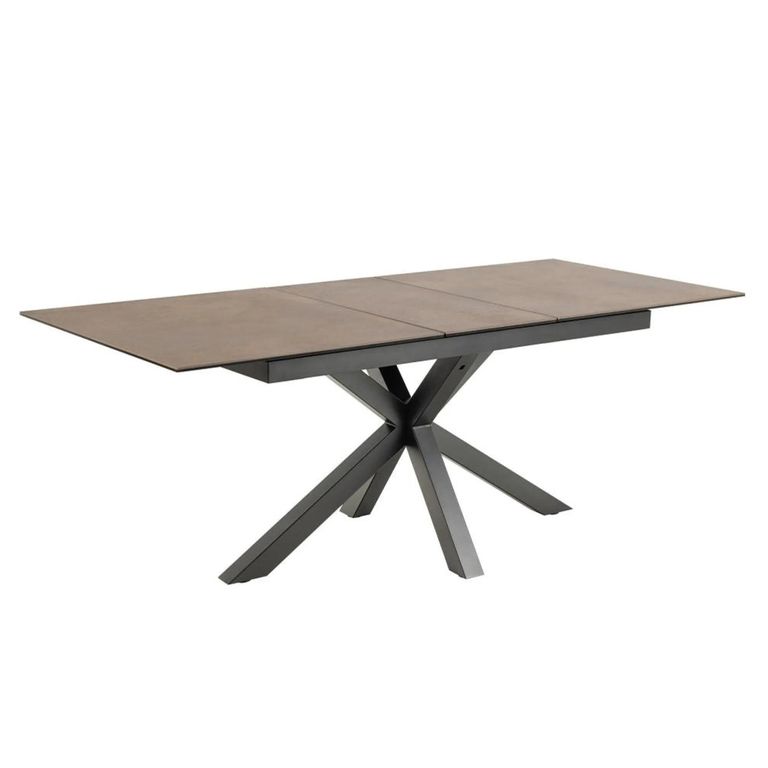 Heaven Extending Dining Table - 6-8 Seater - 168cm-210cm - Rusty Brown Ceramic - with Star Legs