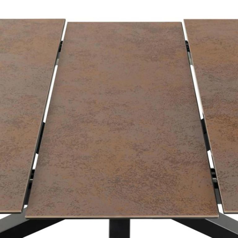 Heaven Extending Dining Table - 6-8 Seater - 168cm-210cm - Rusty Brown Ceramic - with Star Legs