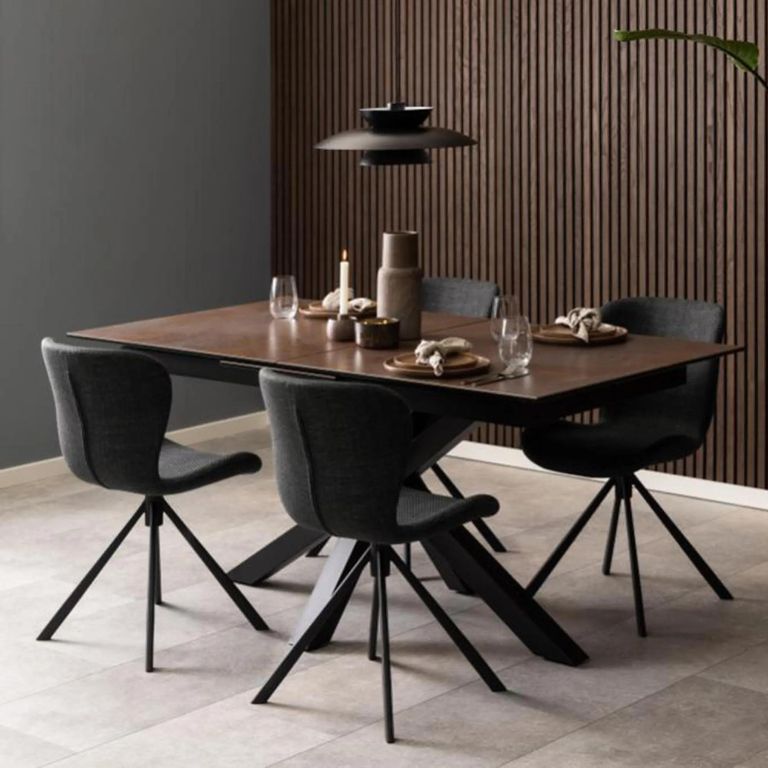 Heaven Extending Dining Table - 6-8 Seater - 168cm-210cm - Rusty Brown Ceramic - with Star Legs