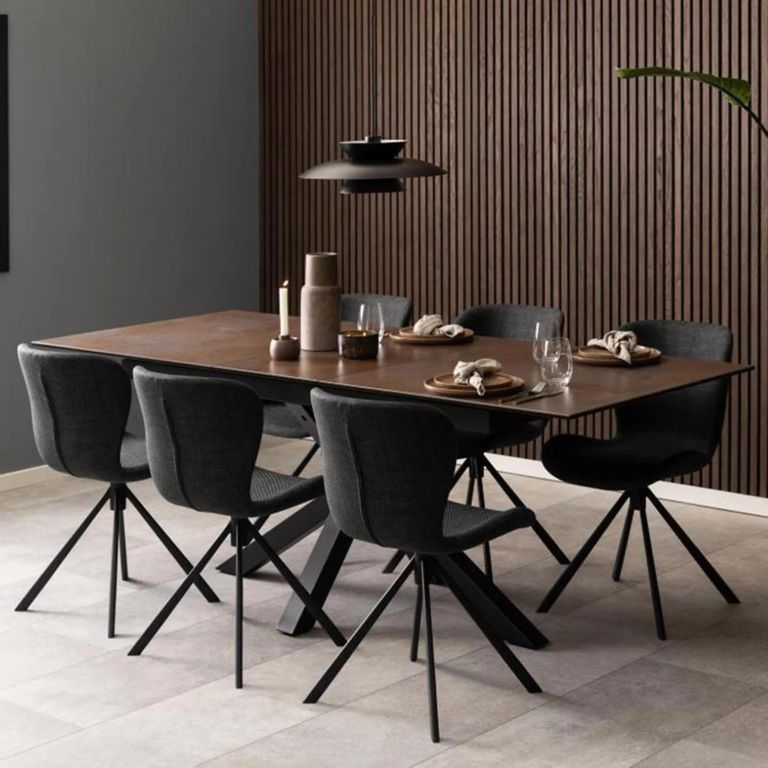 Heaven Extending Dining Table - 6-8 Seater - 168cm-210cm - Rusty Brown Ceramic - with Star Legs