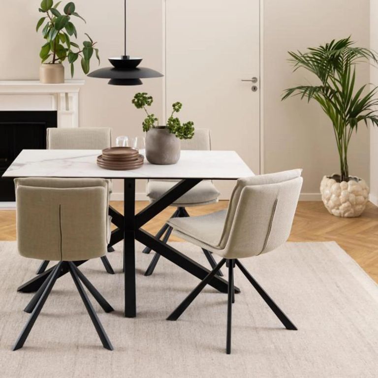 Heaven Dining Table - 4 Seater - 135cm - White Ceramic - with Star Legs