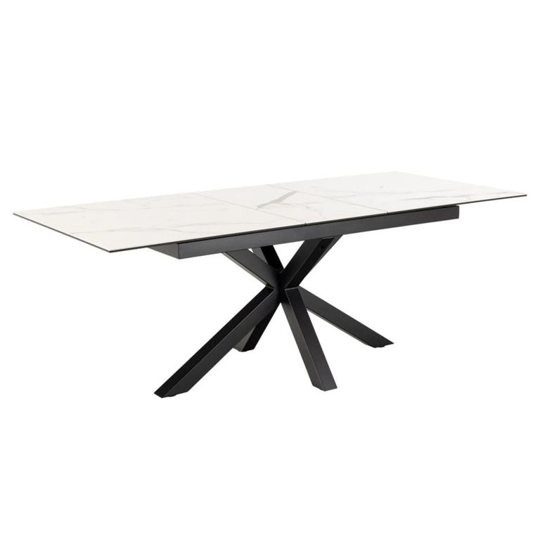 Heaven Extending Dining Table - 6-8 Seater - 168cm-210cm - White Ceramic - with Star Legs
