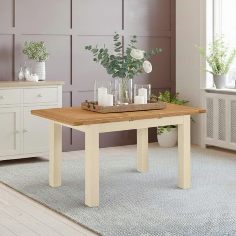 Lundy Extending Dining Table - 4-6 Seater - 120cm-153cm - Ivory Painted