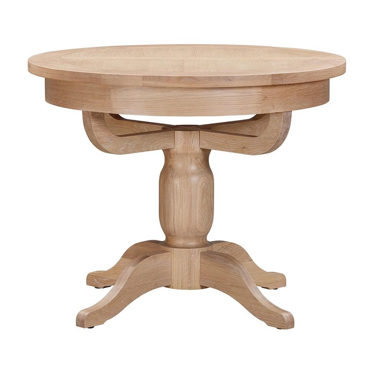 Wilmont Round Extending Dining Table - 2-4 Seater - Pedestal Base - 100cm-135cm - Oak