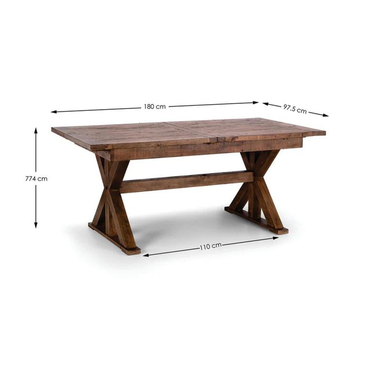 Chatsworth Extending Dining Table - 6-8 Seater - 180cm-200cm - Reclaimed Pine