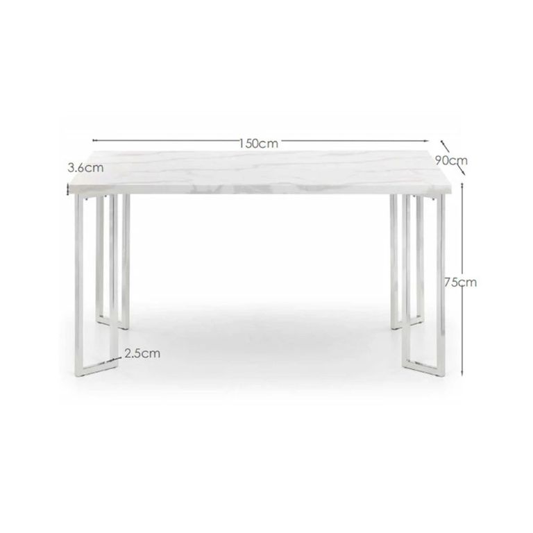 Positano Dining Table - 6 Seater - 150cm - White Marble Effect