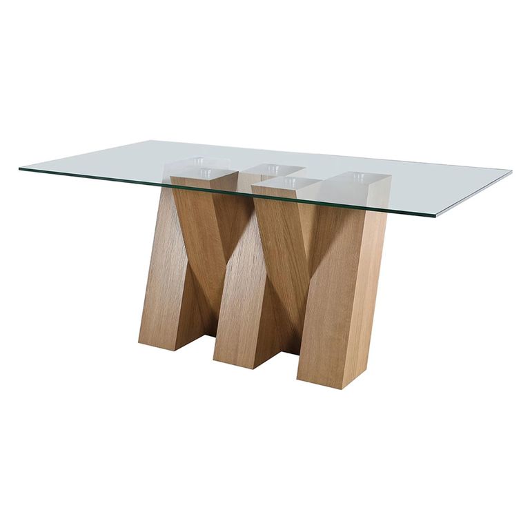 Newton Dining Table - 6 Seater - 180cm - Glass and Oak