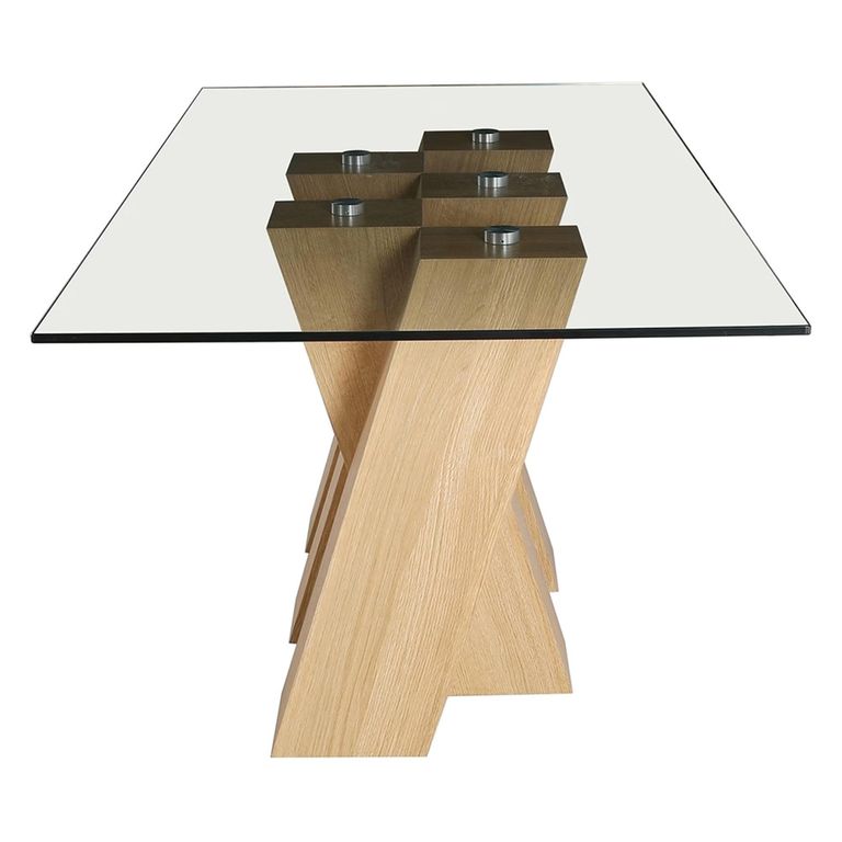 Newton Dining Table - 6 Seater - 180cm - Glass and Oak