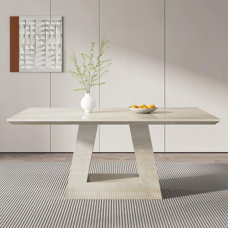 Milan Dining Table - Travertine Beige Engineered Marble - Sizes Available