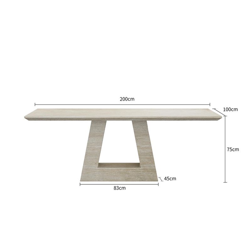 Milan Dining Table - Travertine Beige Engineered Marble - Sizes Available