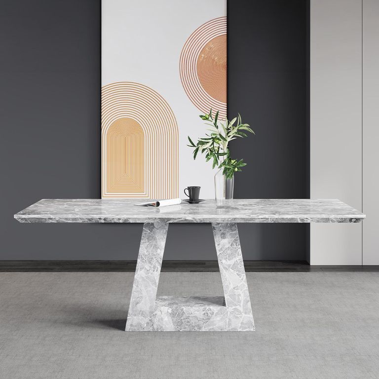 Milan Dining Table - Grey Marble - Sizes Available