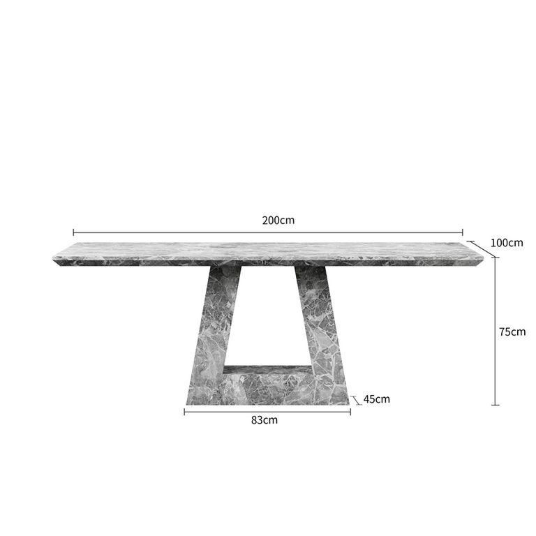 Milan Dining Table - Grey Marble - Sizes Available