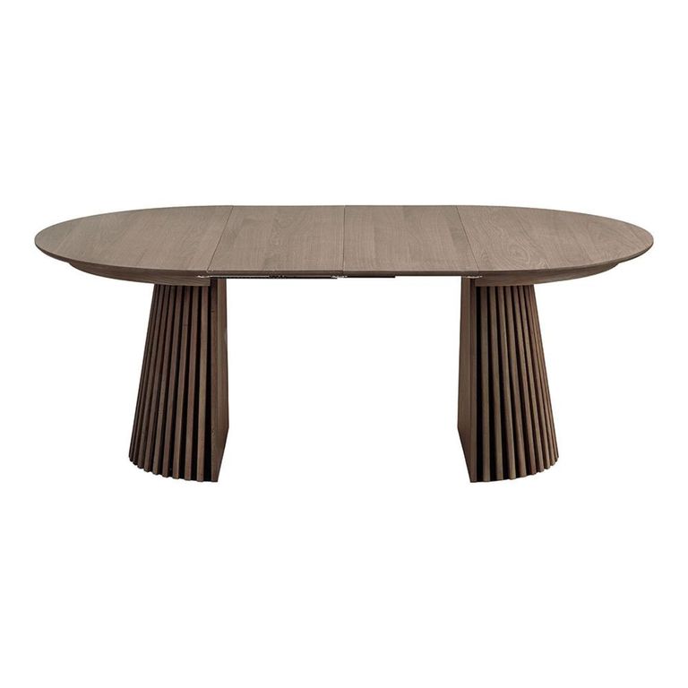 Osaka Round Extending Dining Table - 4-8 Seater - 120cm-200cm - Slatted Base - Smoked Oak