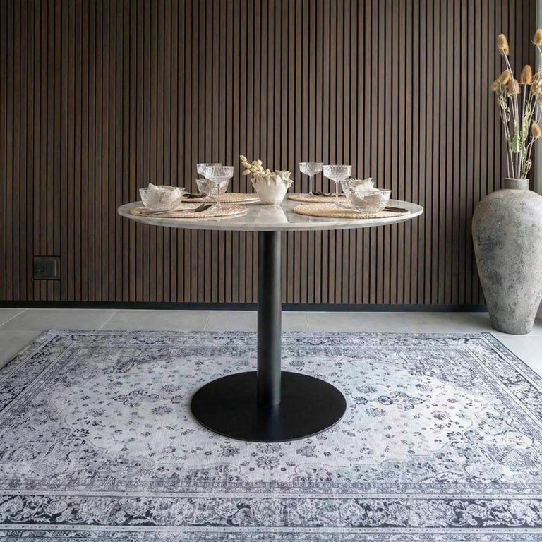 Bolzano Round Dining Table - Pedestal - 4 Seater - 110cm - White and Black