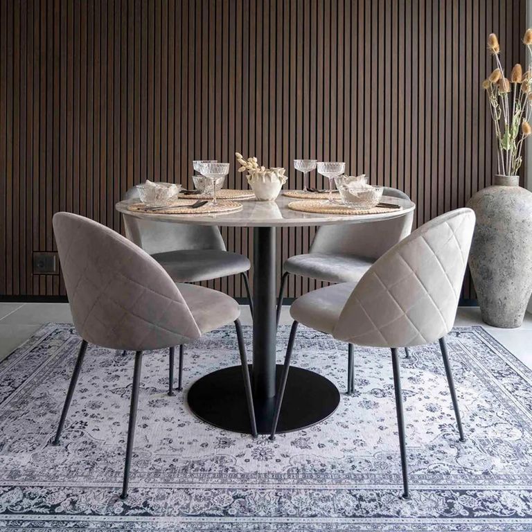 Bolzano Round Dining Table - Pedestal - 4 Seater - 110cm - White and Black