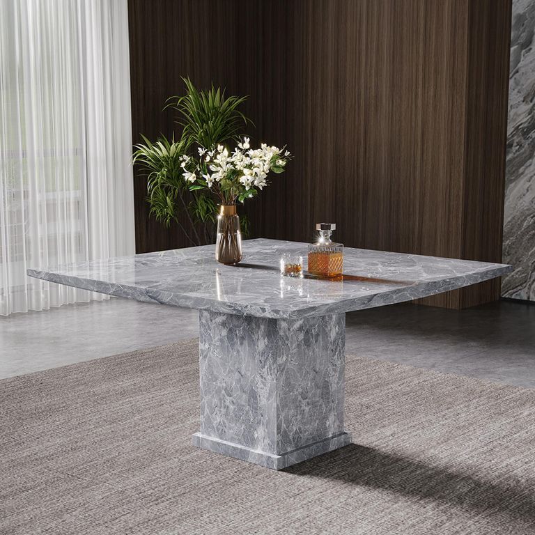 Turin Square Dining Table - 8 Seater - 140cm - Grey Marble
