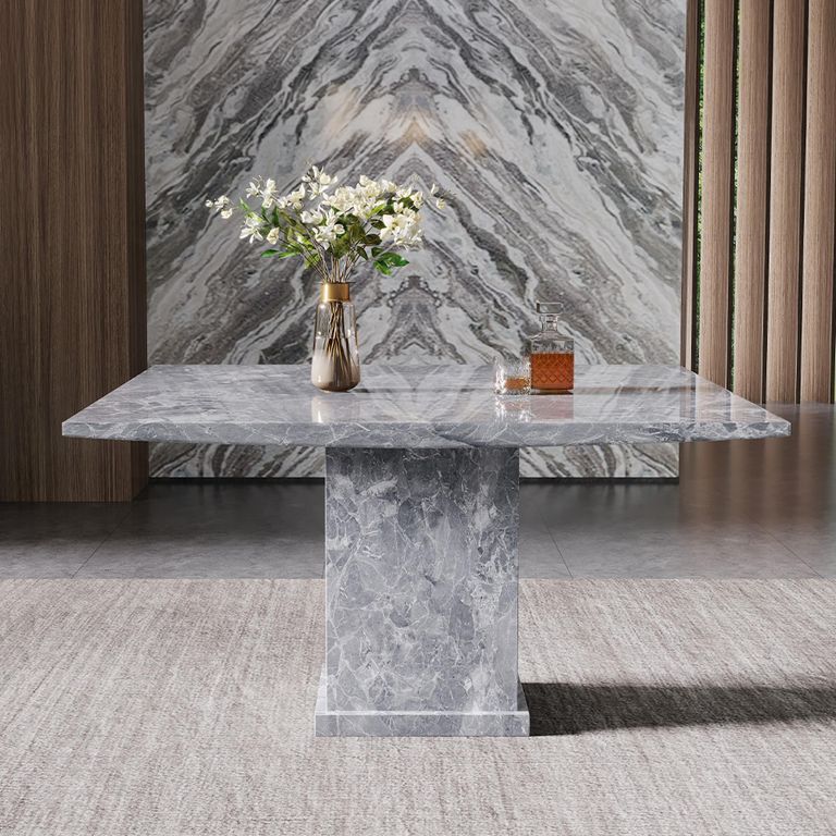 Turin Square Dining Table - 8 Seater - 140cm - Grey Marble
