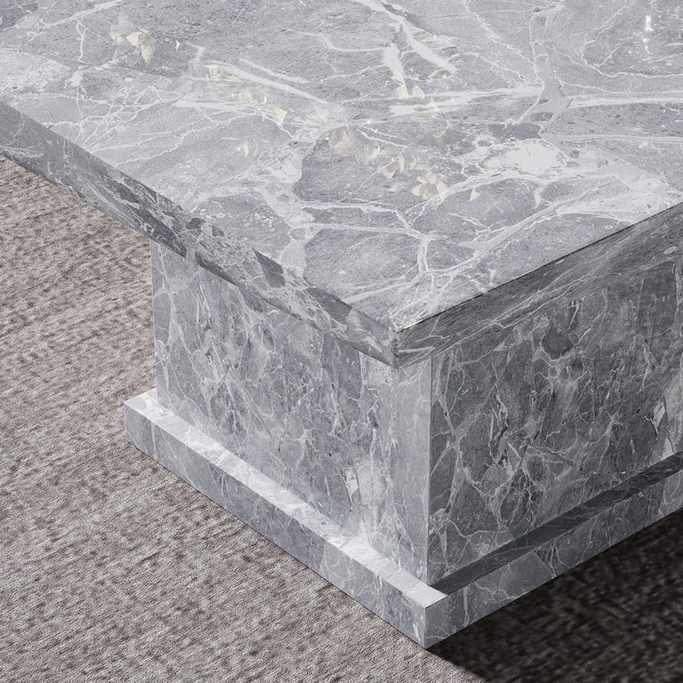 Turin Square Dining Table - 8 Seater - 140cm - Grey Marble