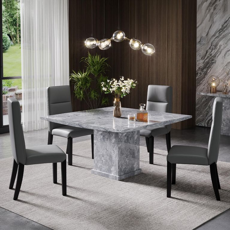Turin Square Dining Table - 8 Seater - 140cm - Grey Marble