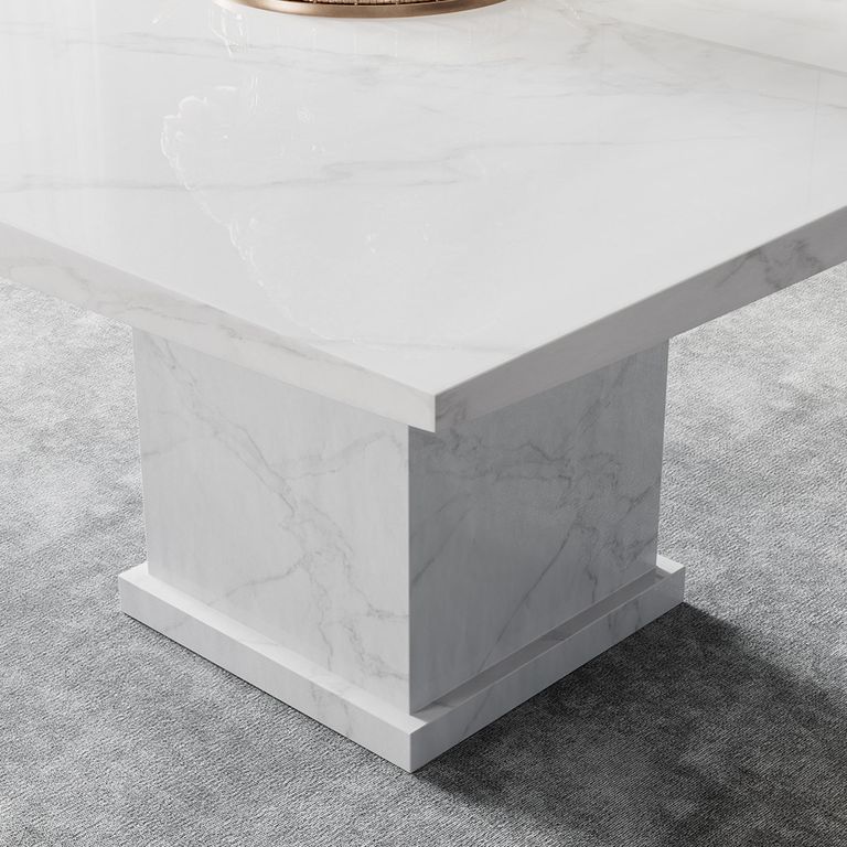 Turin Square Dining Table - 8 Seater - 140cm - White Marble