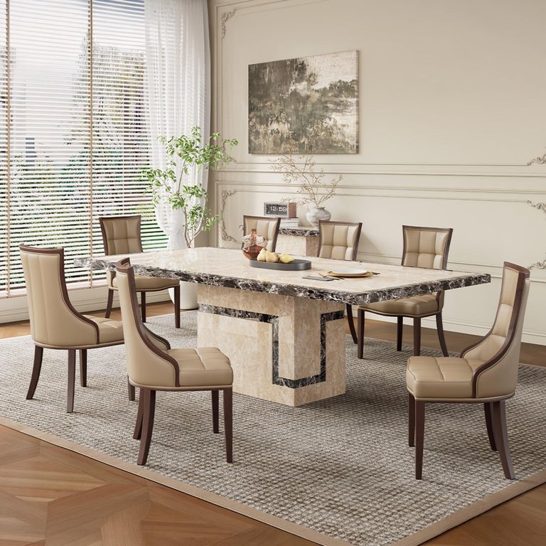 Venice Dining Table - Cream Marble - Sizes Available