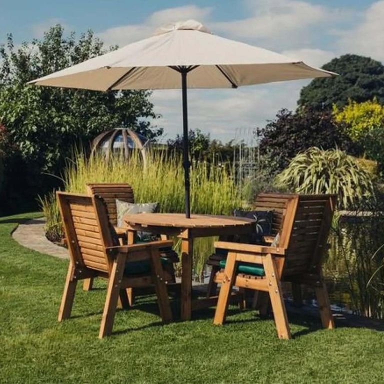 Garden Dining Set - 4 Seater - Round - Redwood