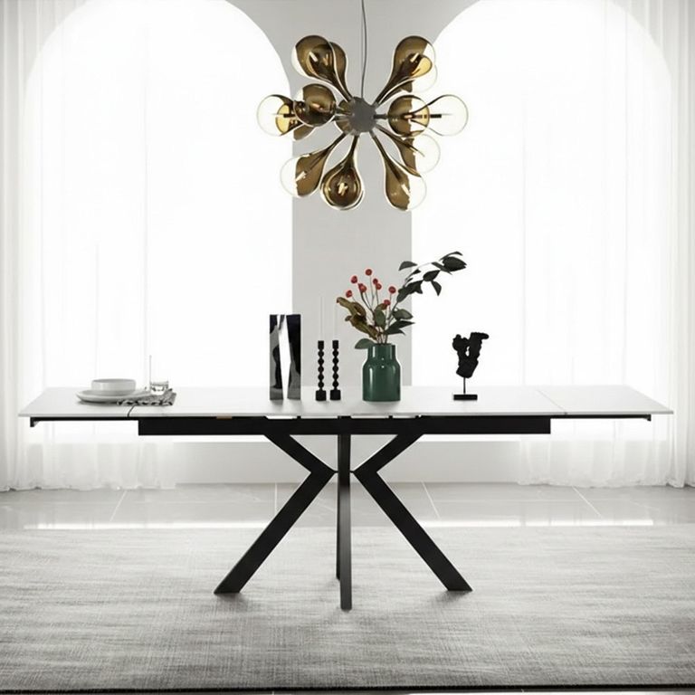 Vida Pearla Grey Ceramic 4-6 Seater Extending Dining Table