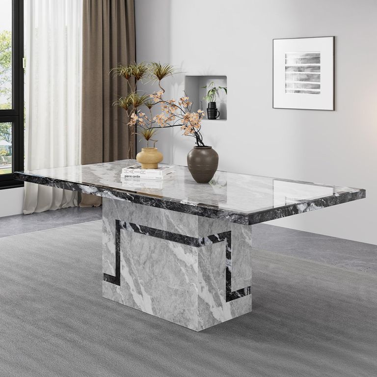 Venice Dining Table - Armani Grey Engineered Marble - Sizes Available