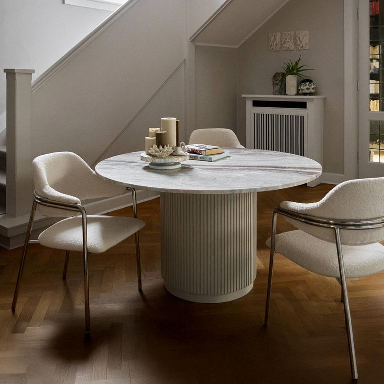 Erie Dining Table - 6 Seater - 140cm - Round - Ivory Marble