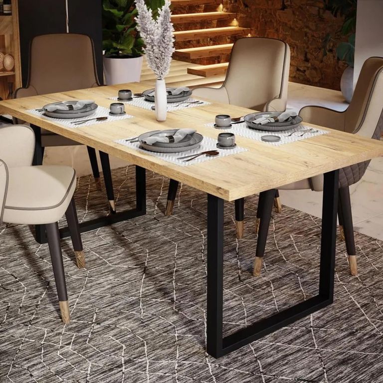 Chevron Dining Table - 6 Seater - Oak