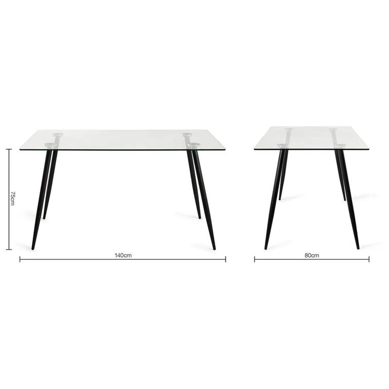 Clearance - Martini Dining Table - 6 Seater - 140cm - Tempered Glass - FSS16993