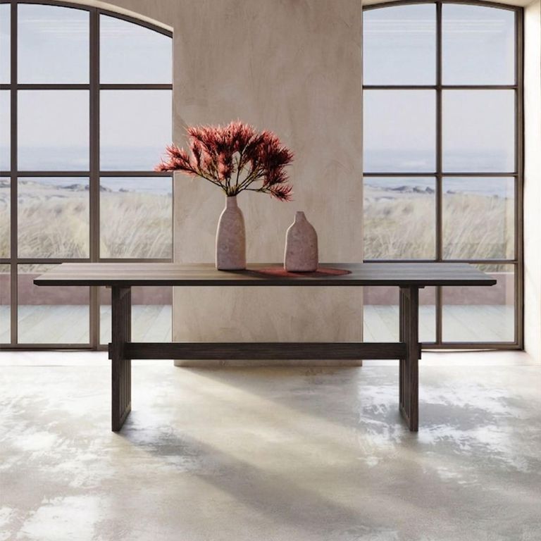 Abigail Ahern Batten Dining Table - 180cm - 6 Seater - Zebrano Veneer