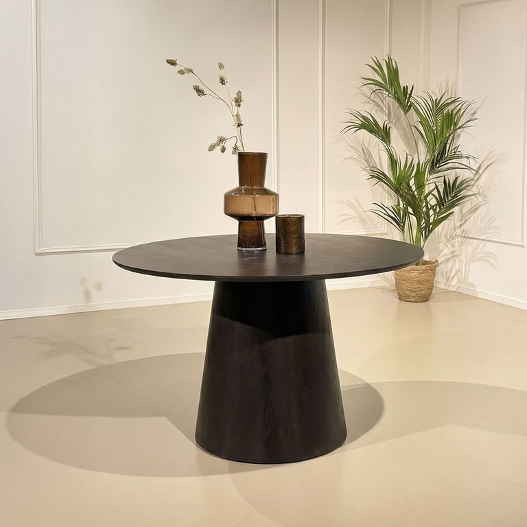 Novero Dining Table - 130cm - 4 Seater - Round - Pedestal - Espresso Oak