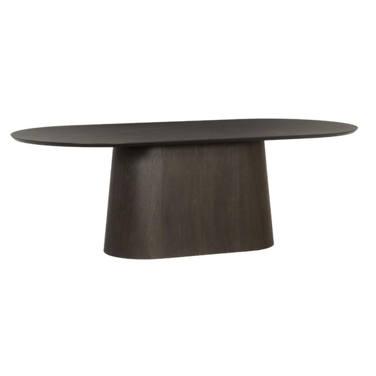 Novero Dining Table - 230cm - 10 Seater - Oval - Pedestal - Espresso Oak