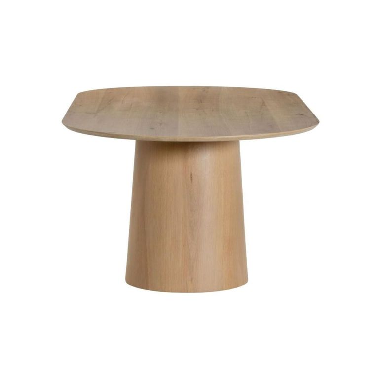 Novero Dining Table - 230cm - 10 Seater - Oval - Pedestal - Natural Oak